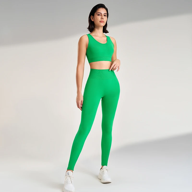 

Solid Colour Sportswear Women's Gym Quick Dry Tight Top and Breathable Leggings High Stretch Yoga Suit High Waisted Hip Lift