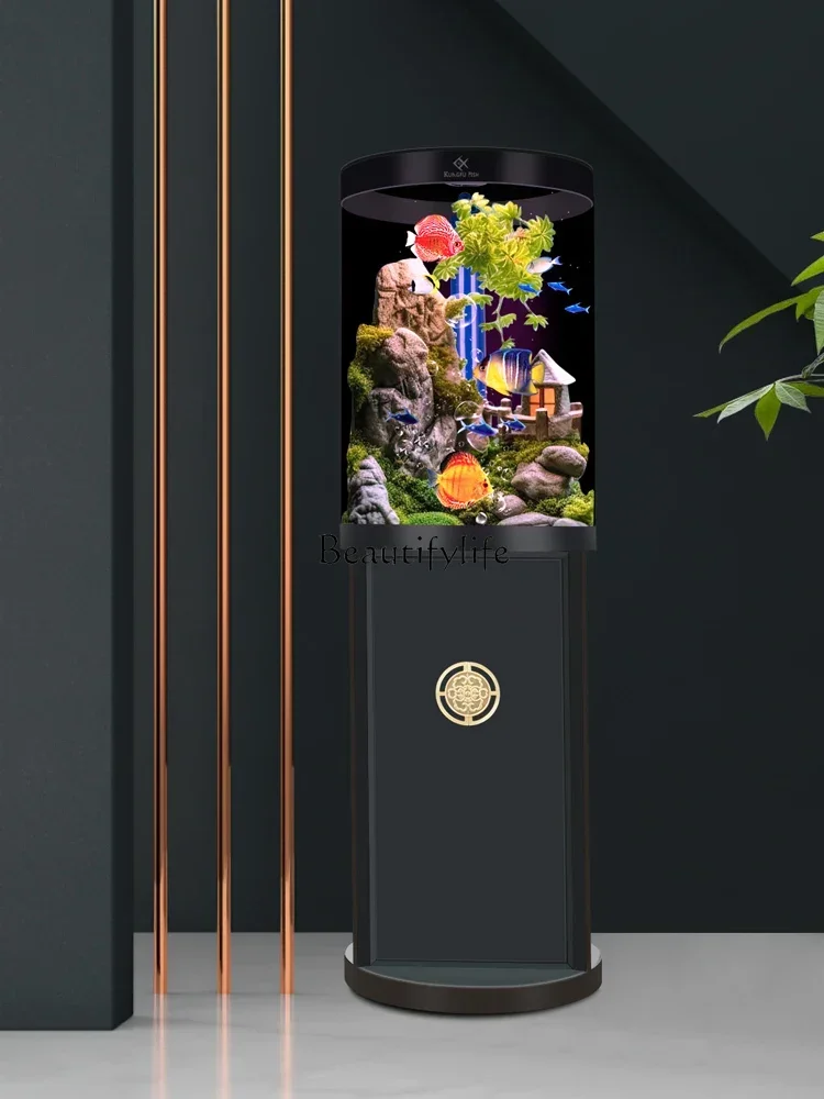 

LD33Cylindrical Bottom Filter Living Room Floor Change Water Lazy Ecological Fish Globe Mute
