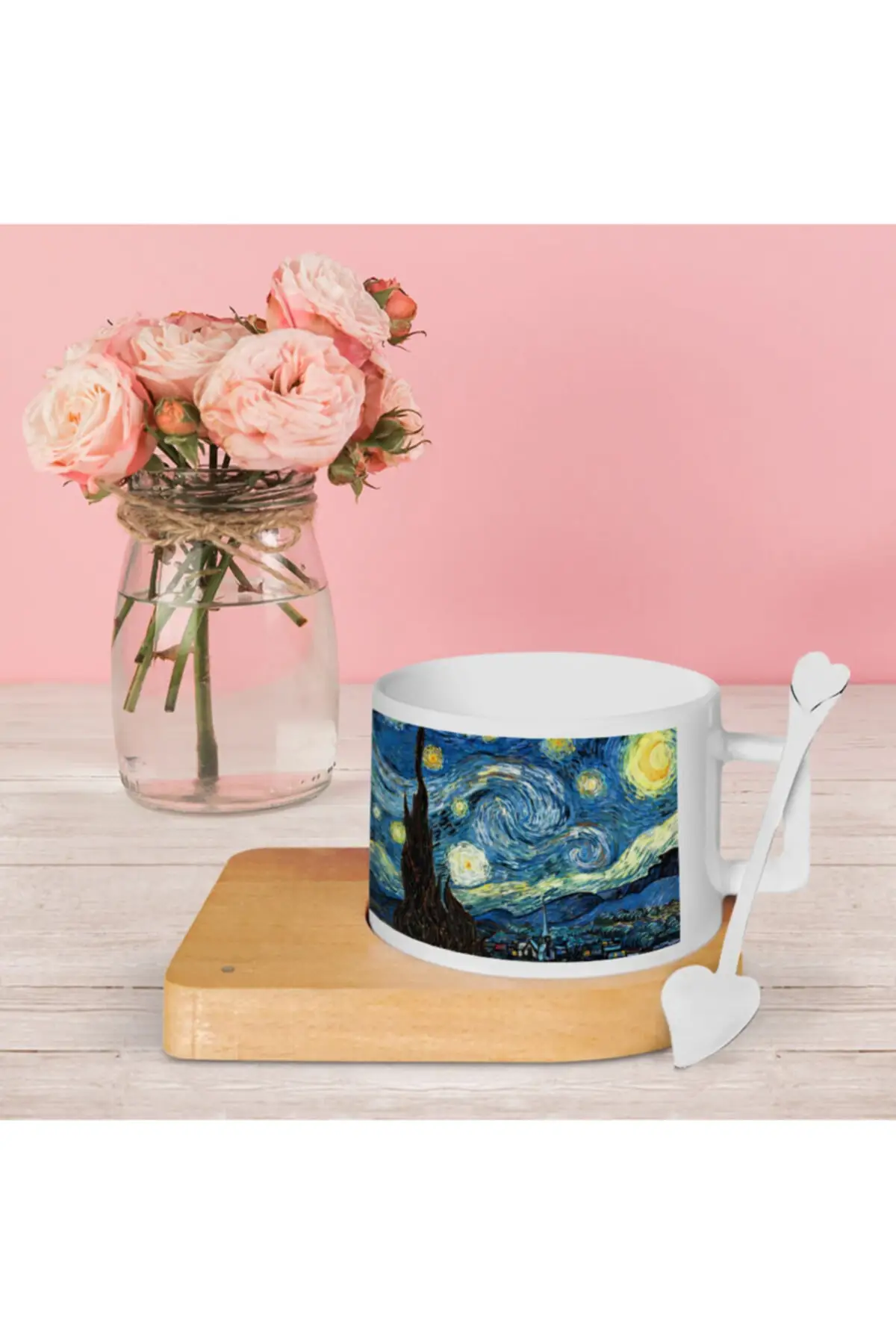 

DOLBOVI Vincent Van Gogh Starry Night Wooden tray and Spoon luxury Cup Set tray поднос plateau luxury