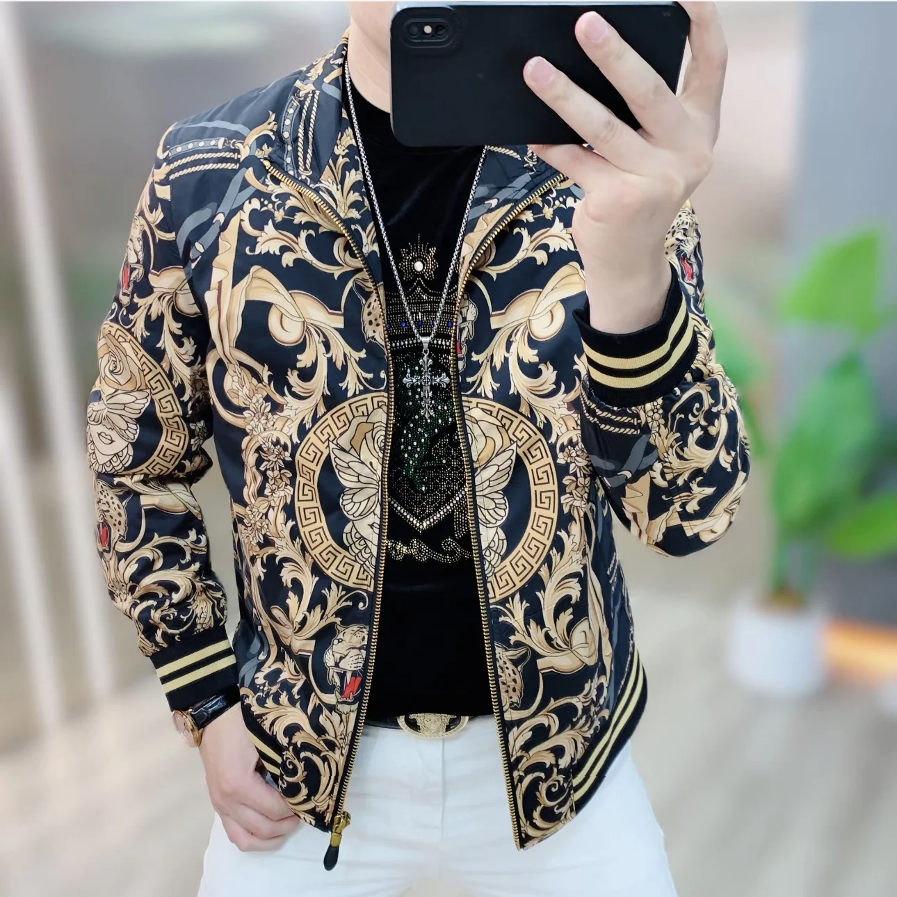 

Faionable Slim Fit Stand Collar Men's Jaet Autumn New Arrival Lightweight Luxury Trendy Brand Men's Clothing Polyester/Ny...