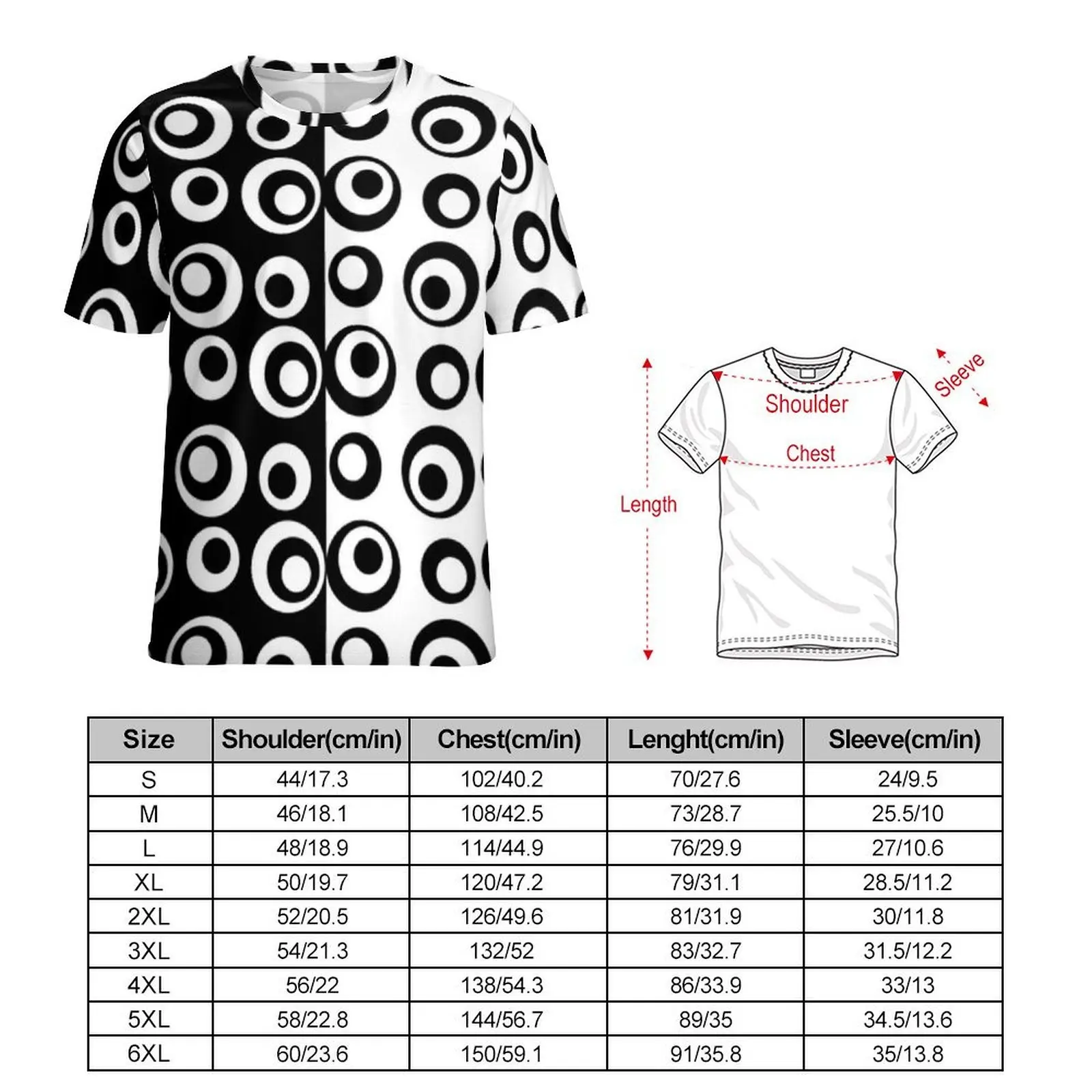 Black And White Two Tone T-Shirt For Couple Mod Love Circles Dots O Neck T Shirts Hip Hop  Tops Street Style Oversize Tee Shirt
