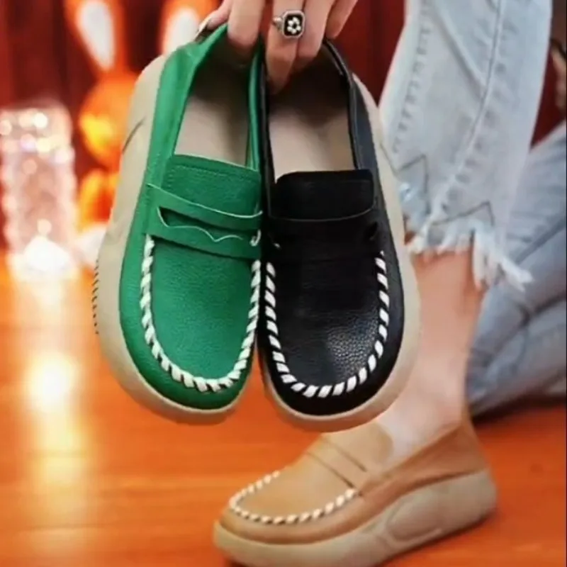 

New Thick-soled Casual Slip-on Loafers Women Spring and Autumn Comfortable Soft-soled Color-blocking Women's Sneakers Shoes