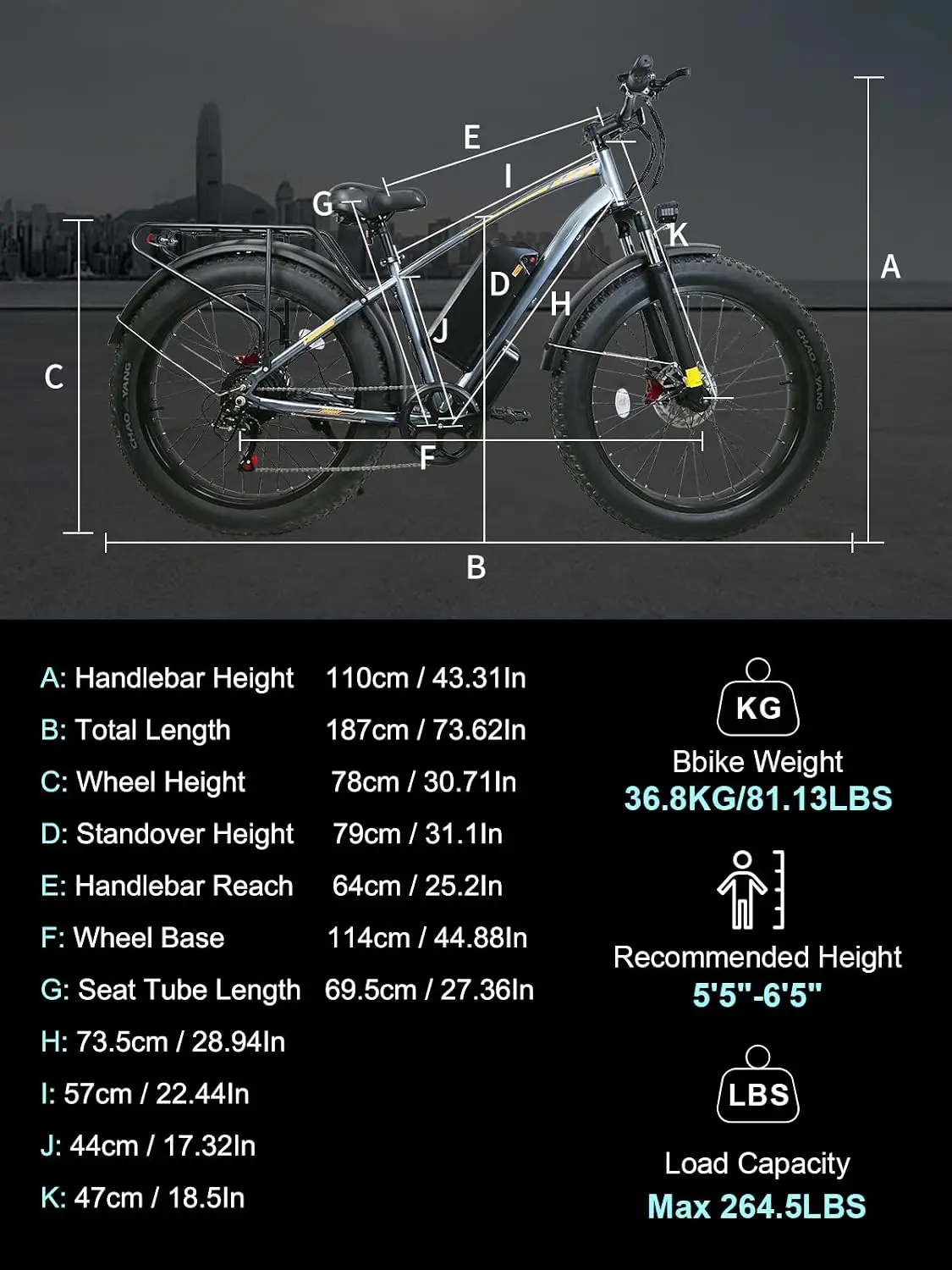1000W Fat Tire Mountain Ebike, 48V 18.2AH Battery, 26