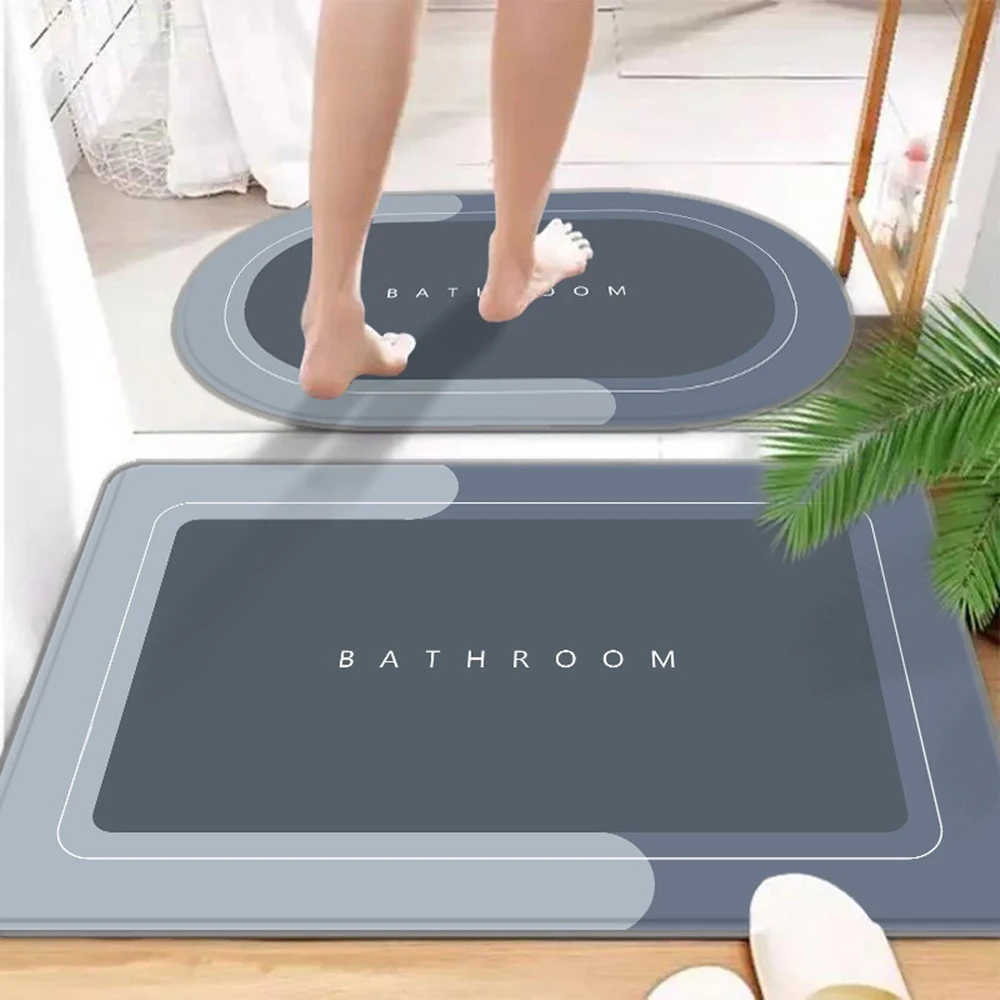Tappetino assorbente per bagno, colore grigio scuro, spesso, dal design semplice, resistente allo sporco, ideale per ingressi, cucina e casa, ad asciugatura rapida, antiscivolo, disponibile nei colori