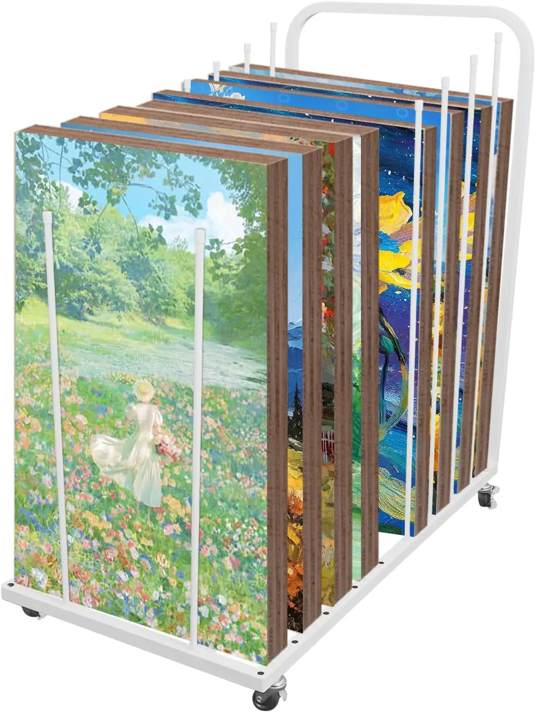 

Стойка для сушки художественной живописи, стеллаж для хранения художественного холста на колесах, регулируемый металлический каркас