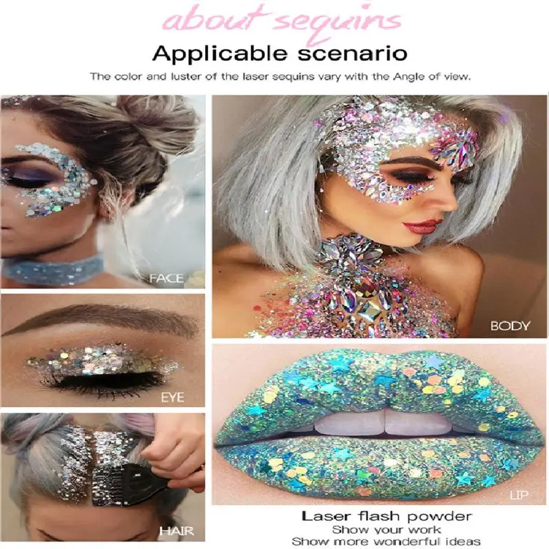 Liquid Glitter Eye Shadow Gel Cream Pearlescent Sequins Pigment For Body Hair Face Shining Cream Stage Party Glitter Shimmer