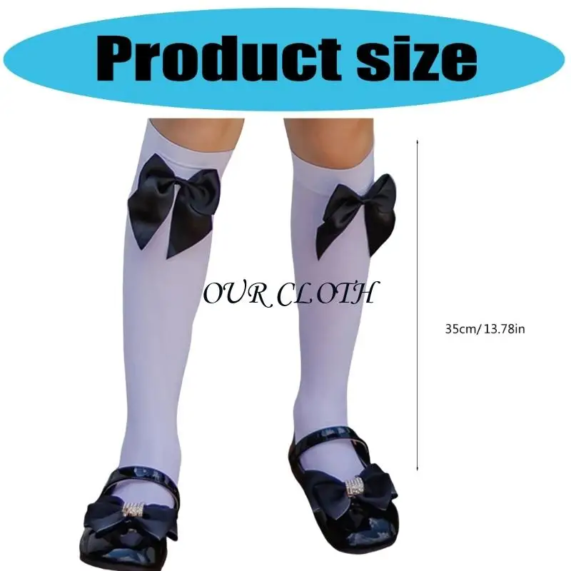 Girls Summer Sweet Bows Calf Socks Knee Highs Socks Summer Fino meias seda pura meias tubo