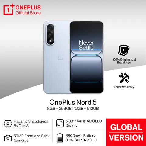 OnePlus Nord 5 Global Version Smartphone 50MP LYT-700 Camera 1.5K AMOLED Display Snapdragon 8s Gen 3 OxygenOS 15