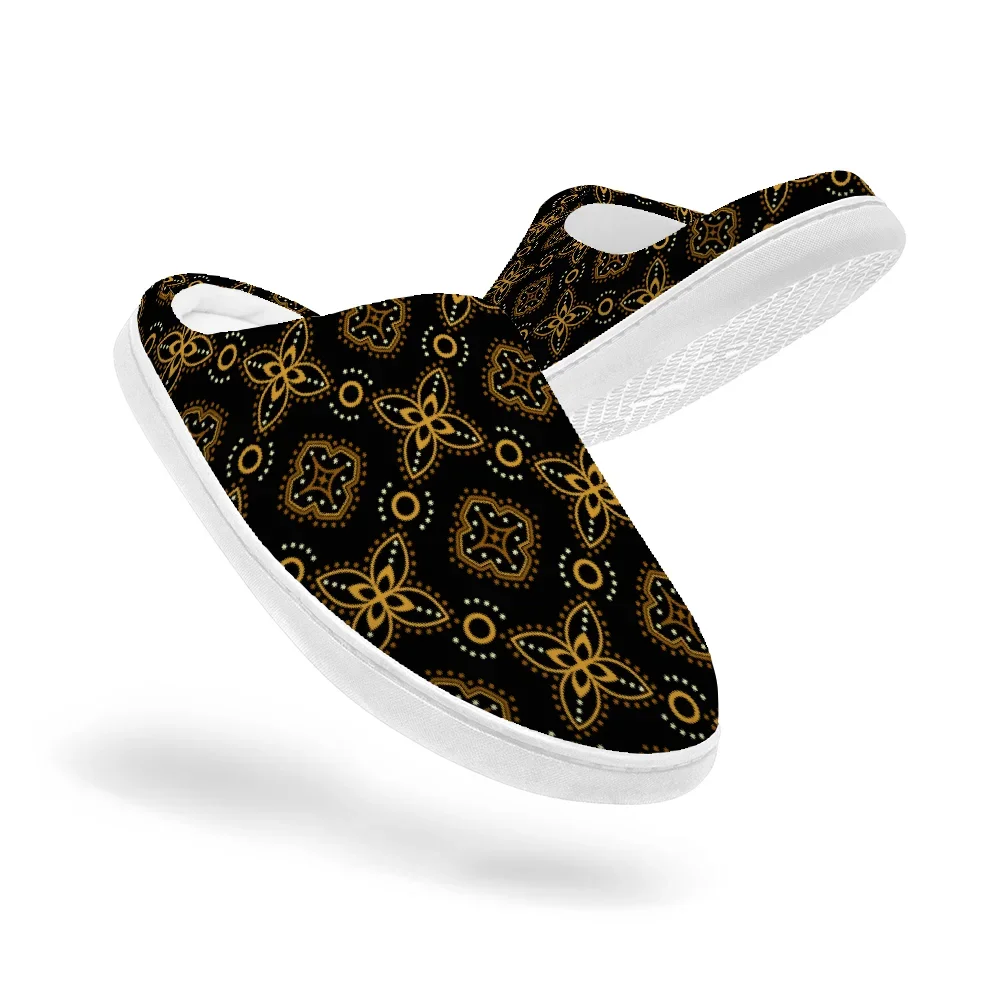 Ornate lines Keep Smiling Home Cotton Slippers for High Quality Plush Casual Keep Warm Shoes Thermal Slipper