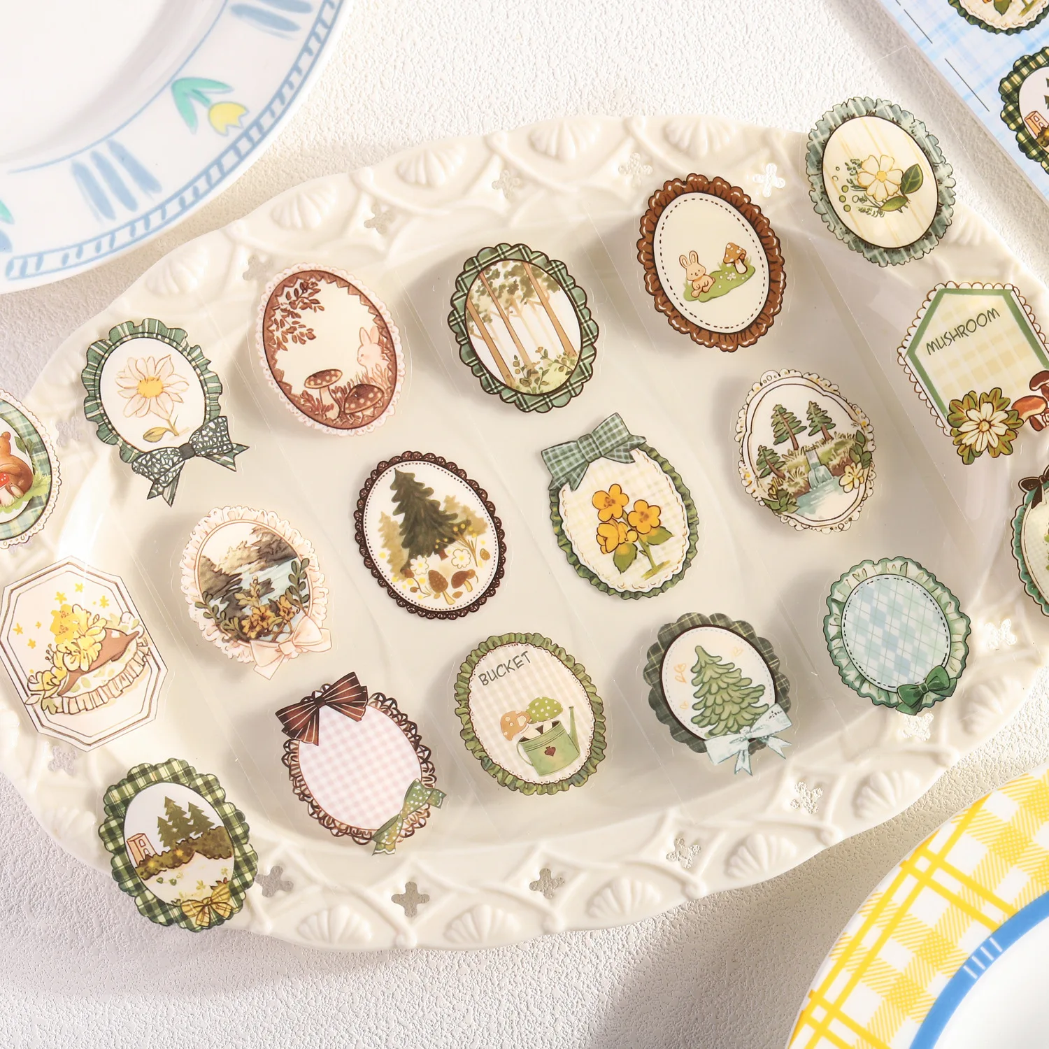 18pcs/1lot kawaii Stationery Sticker Lace Sweet Fabric Collection junk journal Decorative Scrapbooking Craft Sticker