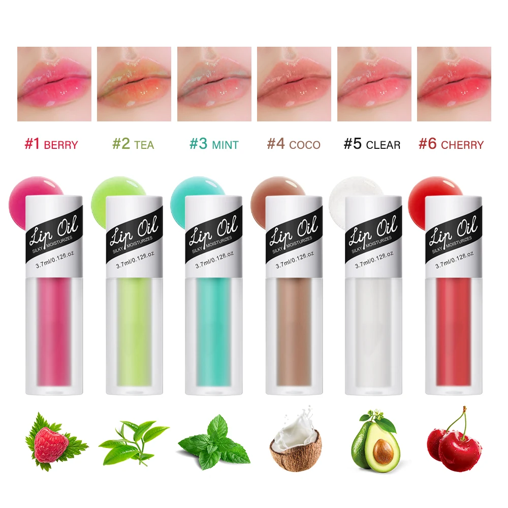 6 Colors Moisturizing Lip Oil Long-Lasting Plumping Waterproof Lip Stain Korean Lip Skin Care Cosmetics Revitalizing for Dry Lip