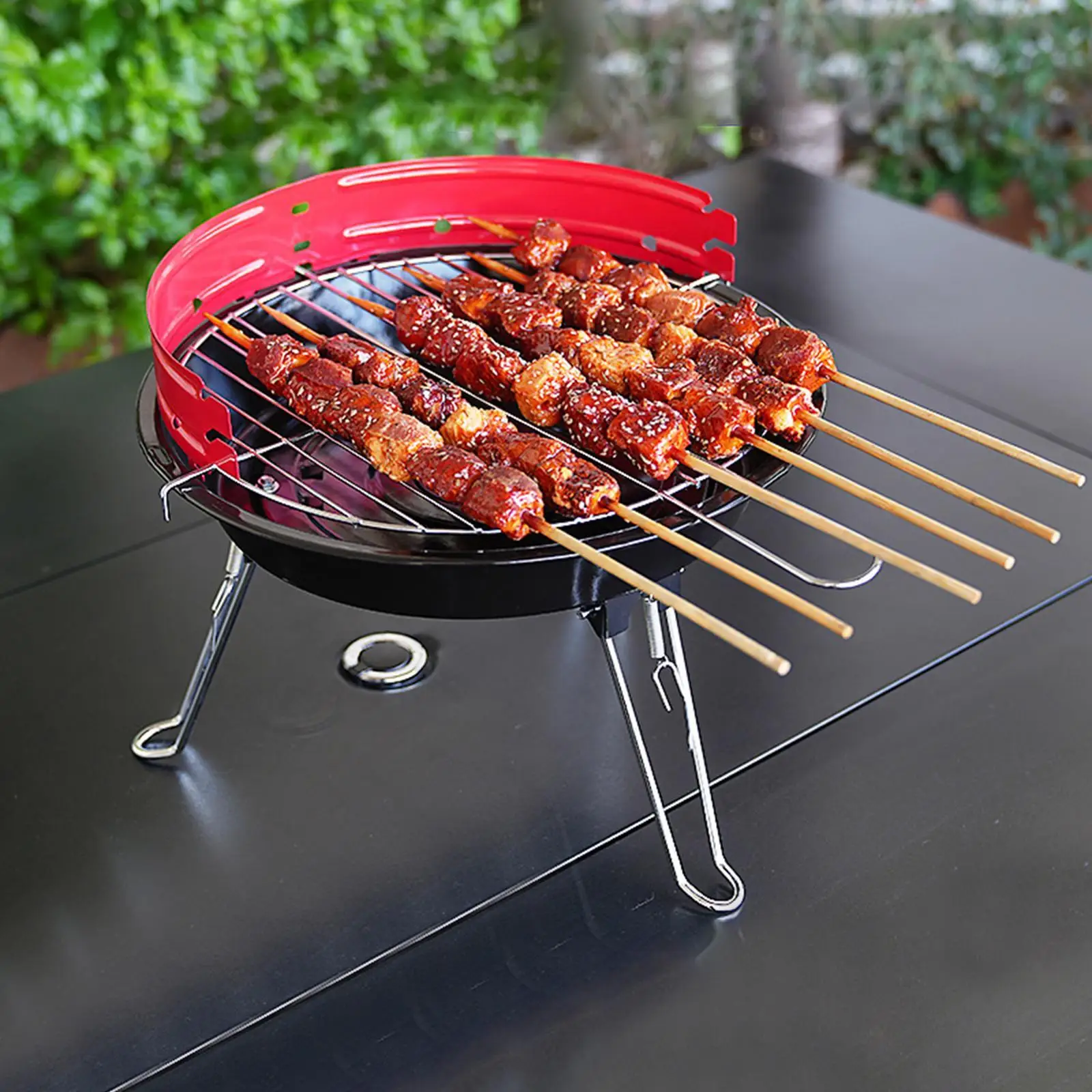 

Round Grill Rack Camping Grill Sturdy with Three Legs Outdoor BBQ Grill for