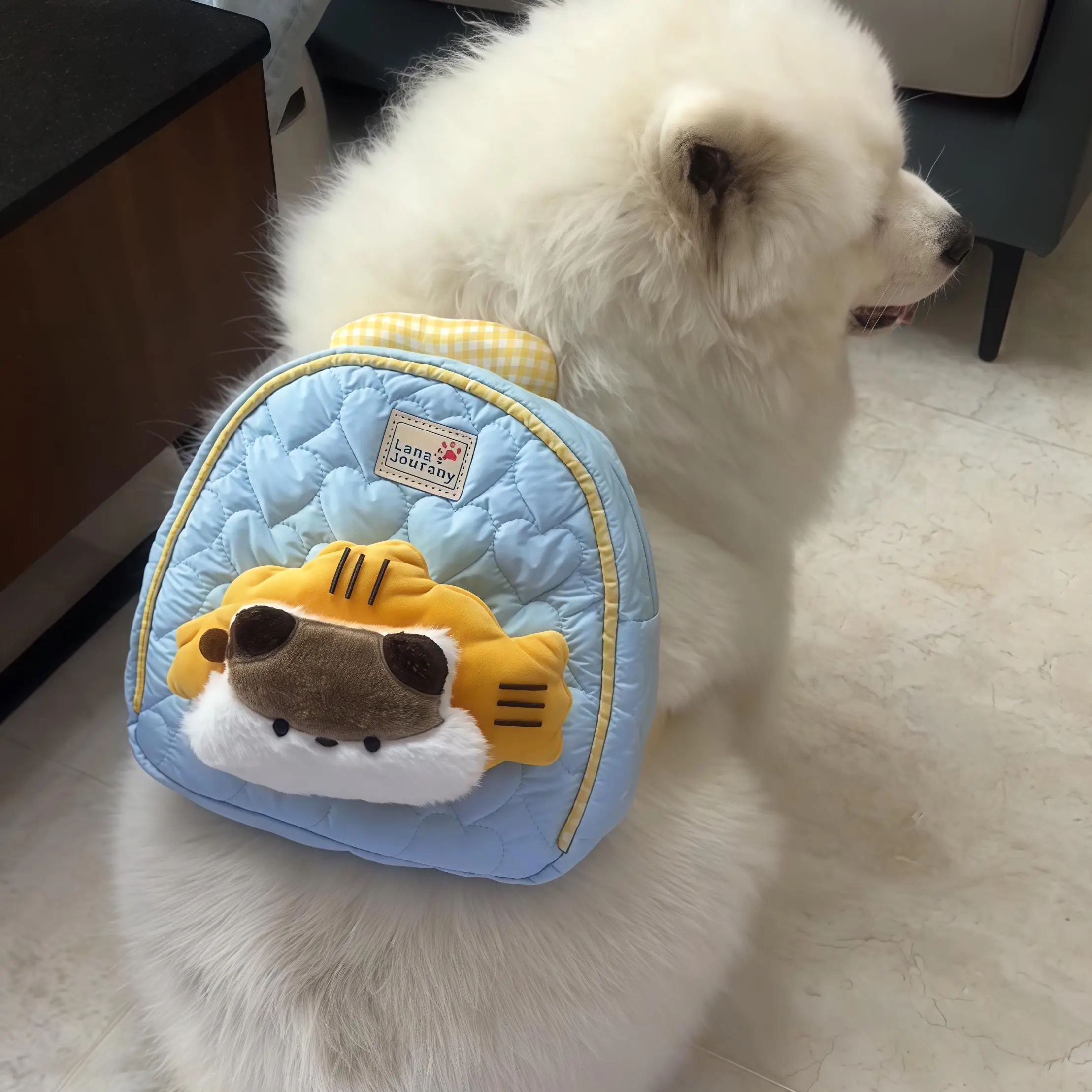 

Рюкзак-переноска для крупных собак: двойная наплечная сумка для самоносящихся животных (самоед, аляскинский маламут, золотистый ретривер). Принадлежности для домашних животных. Повседневный простой стиль.