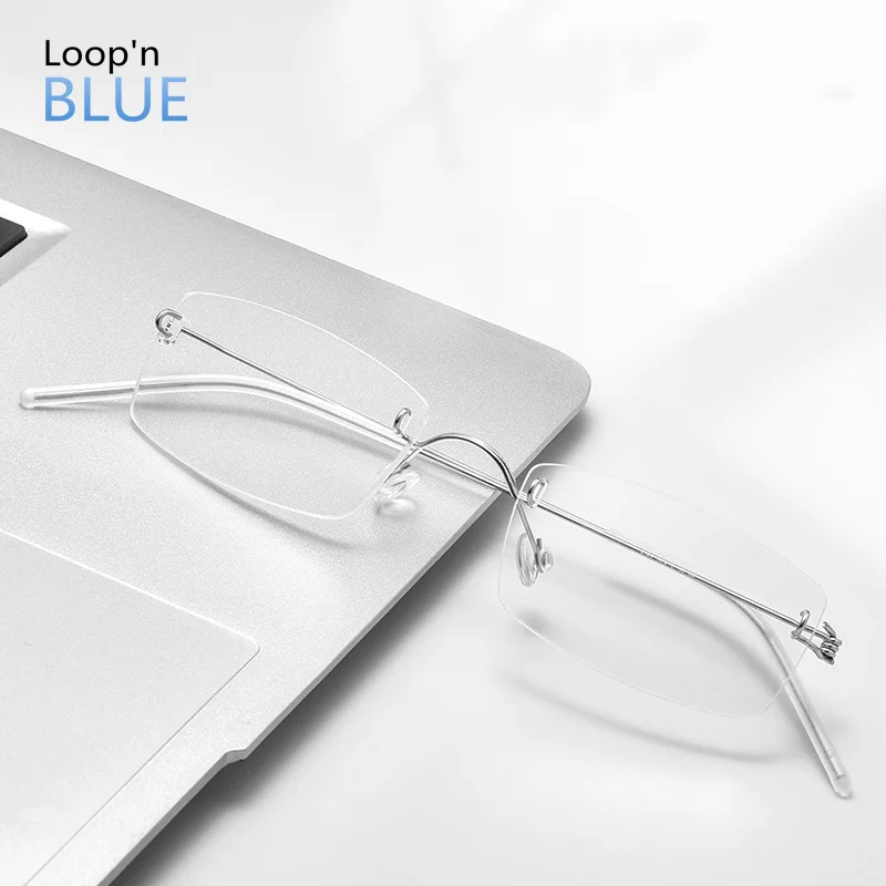 Men's Pure Titanium No Screws Rimless Soft Square M-8 1.61 1.67 Recipe Lenses Prescription Glasses Myopia Optical Eyeglasses