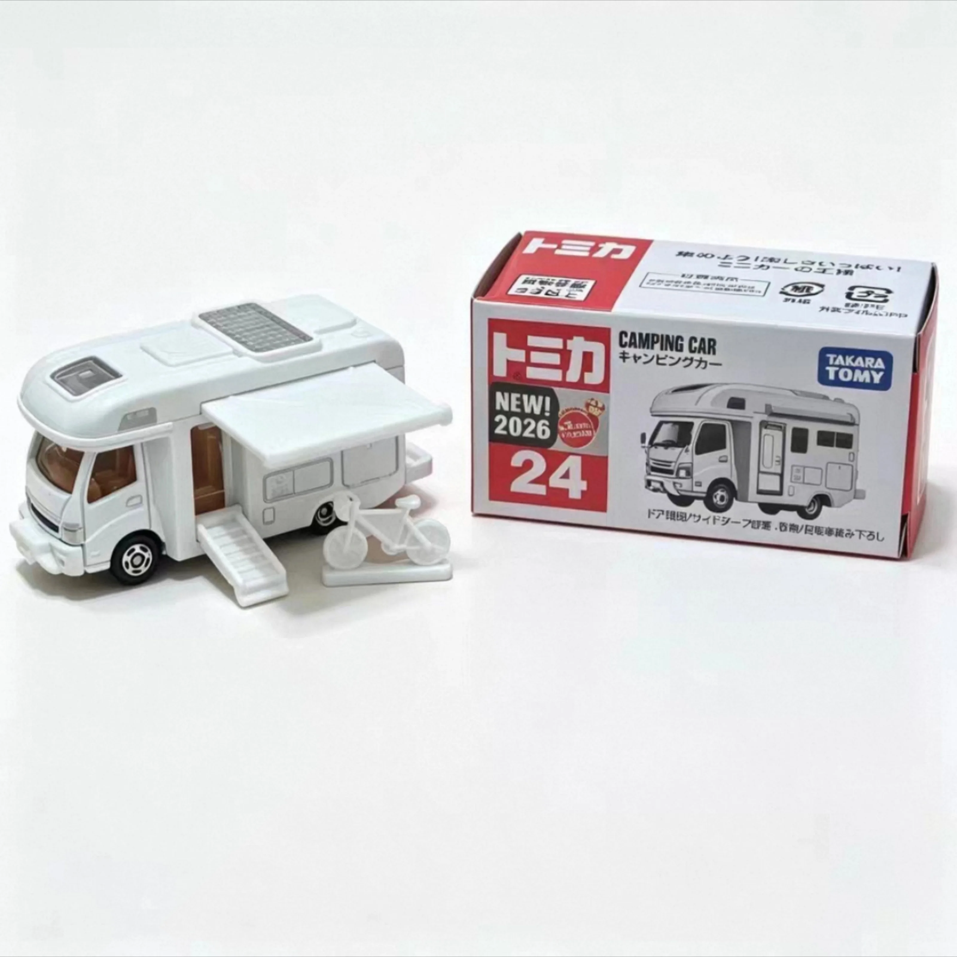 New Tomy Tomica No.24 Camper Van Red Box Die-Casting Alloy Car Mini Model creative Vehicle Desk Decor Collectable  Hobby Model