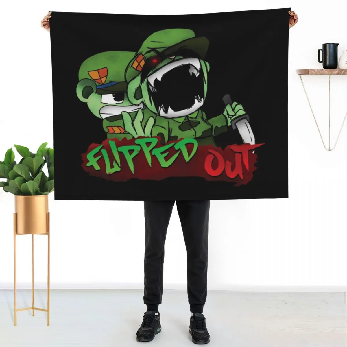 fnf htf flippy vs fliqpy graffiti Throw Blanket Nap Warm Softest Giant Sofa Single Thin Blankets