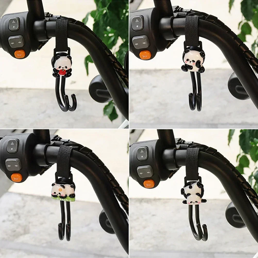 Lovely Panda Rotatable Motorcycle Electric Bike Hand Bar with Double Hook for Helmet Luggage Bag Hanger Hook For Bicycle Scooter