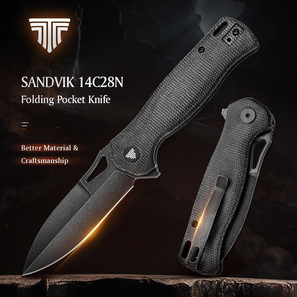 

TRIVISA EDC Pocket Folding Knife,Camping Hunting Outdoor Survival Self defense high quality Tool with 14C28N Blade for man