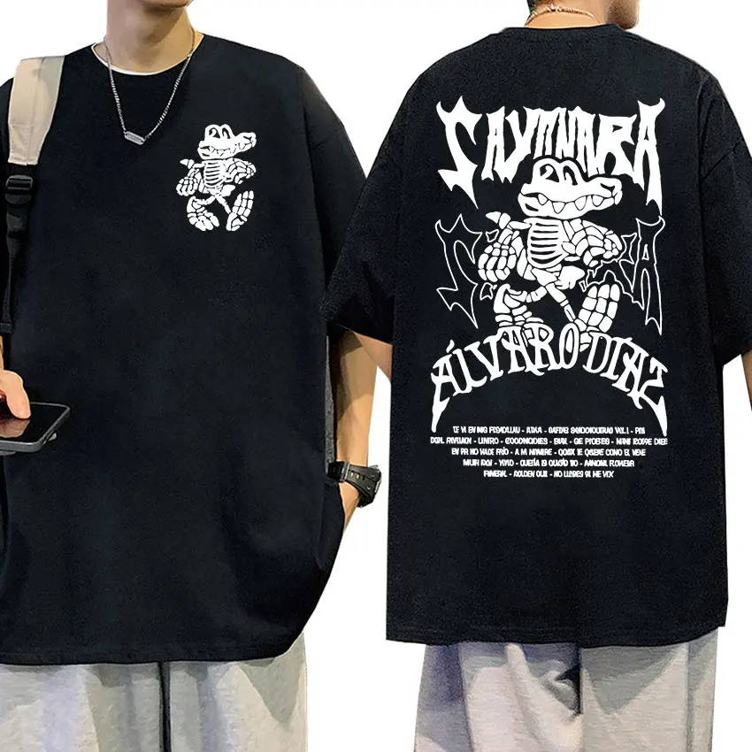 مغني الراب ألفارو دياز سايونارا 2025 ألبوم تي شيرت مطبوع الرجال النساء ريترو عالية الجودة موضة تي شيرت عادية ملابس علوية من القطن تي شيرت