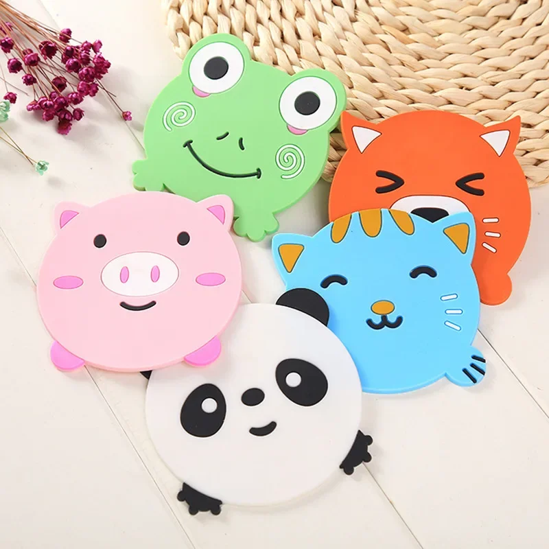 Cartoon 1 Piece Silicone Dining Table Placemat Coaster Kitchen Accessories Mat Cup Bar Mug Cartoon Animal Drink Pads