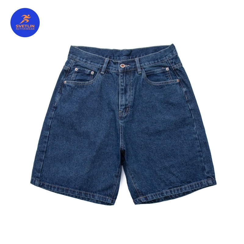 

SVETLIN EU UE Size Luxury Quality Washed Straight Denim Shorts Men Summer Simple Loose Five-Pocket Pants