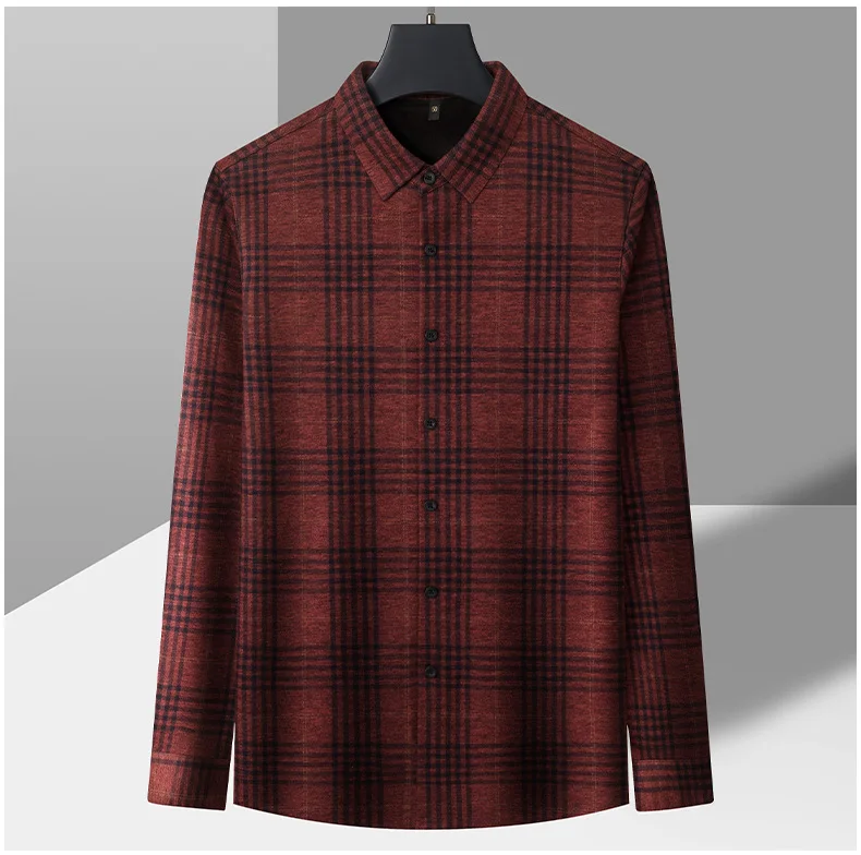 2025 new style men winter commerce fashion turned down collar lattice pattern fluffy inside high fabric garment