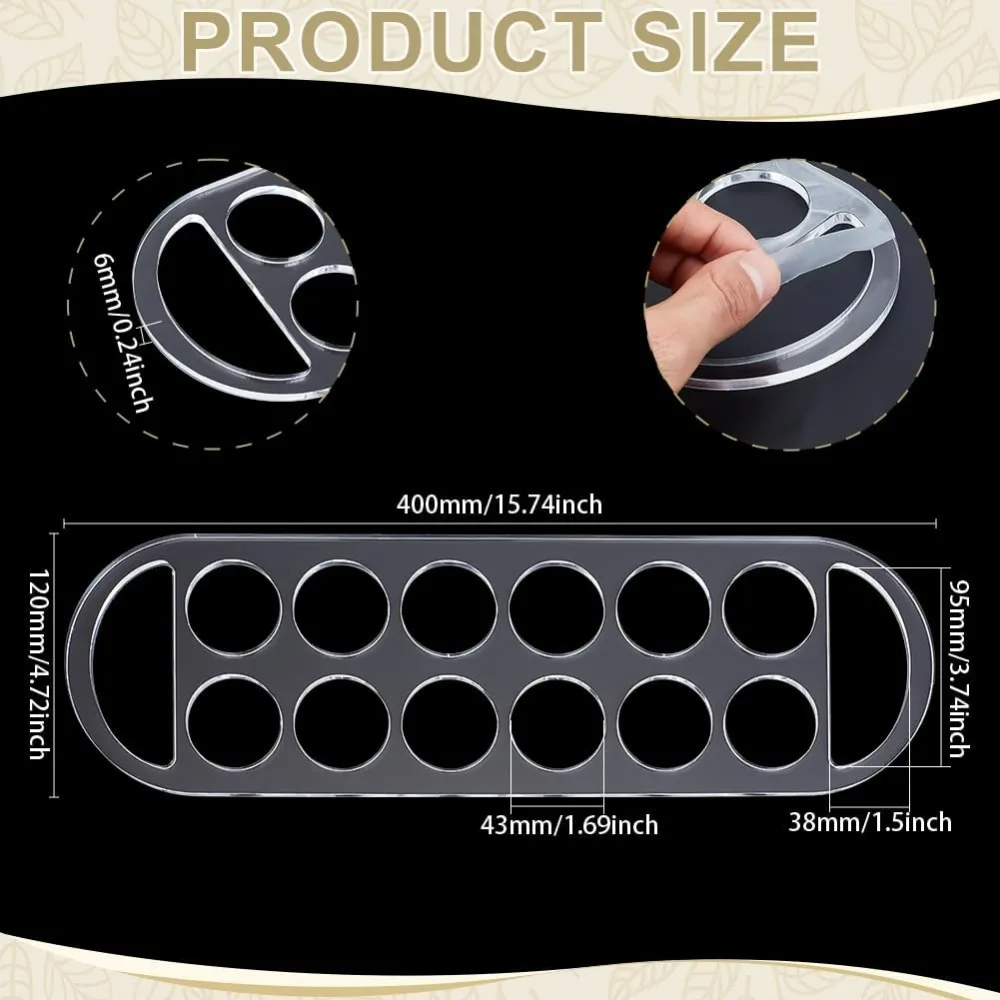 12Pockets Mancala Board Template 15.7x4.7inch Clear Acrylic Stencil Woodworking Router Inlay Board for Afican Stone Game