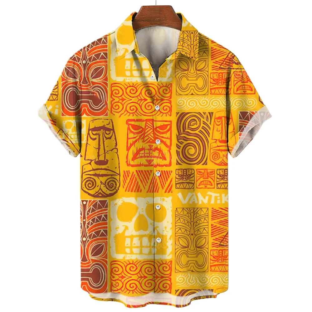 Hawaiian Vintage 3D Printed Shirt Man/Women Casual Fashion Short Sleeves Shirts Button Lapel Streetwear Oversized Unisex Clothes