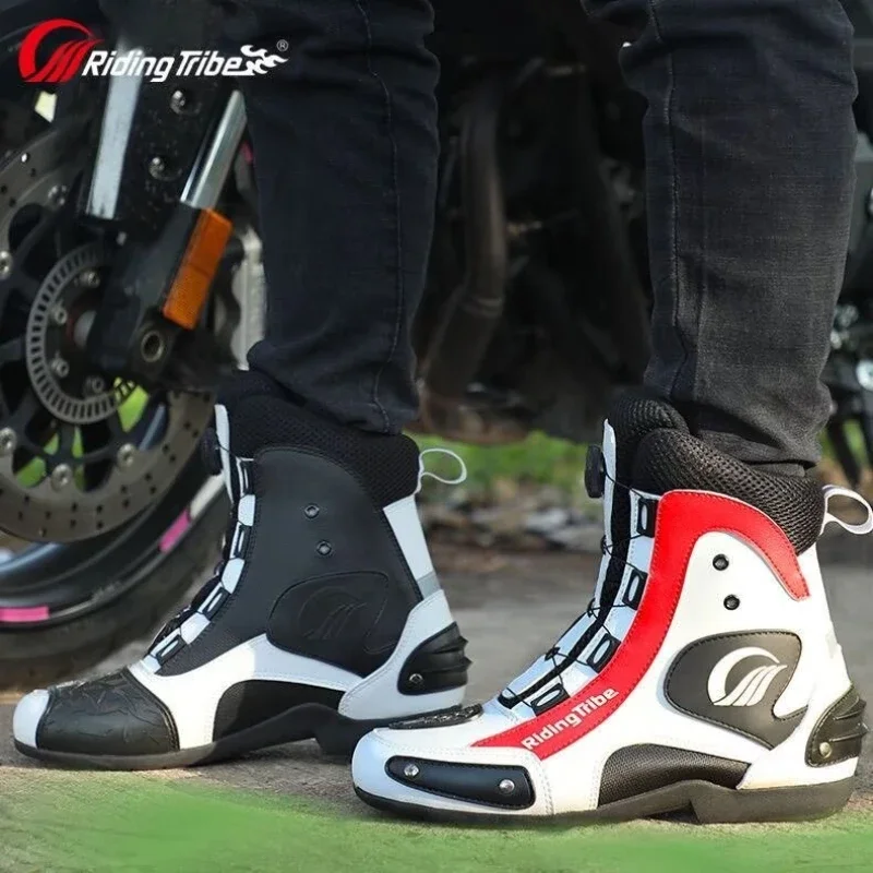 Four Season Mid-calf Motorcycle Boots Riding Tribe Motorboats Fitgo Wear off Motocross Equipment shoes Motorcyclist Biker Boots