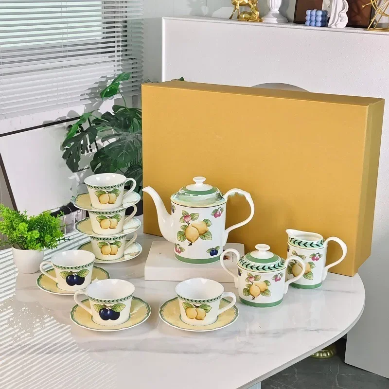 فناجين القهوة والصحن سلسلة الحديقة الفرنسية العظام الصين بعد الظهر طبق للوجبات الخفيفة المنزلية 15 قطعة هدية مربع #3