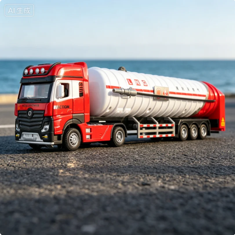1:50 simulation lengthened tractor large gas tank alloy construction vehicle model ornament toy car