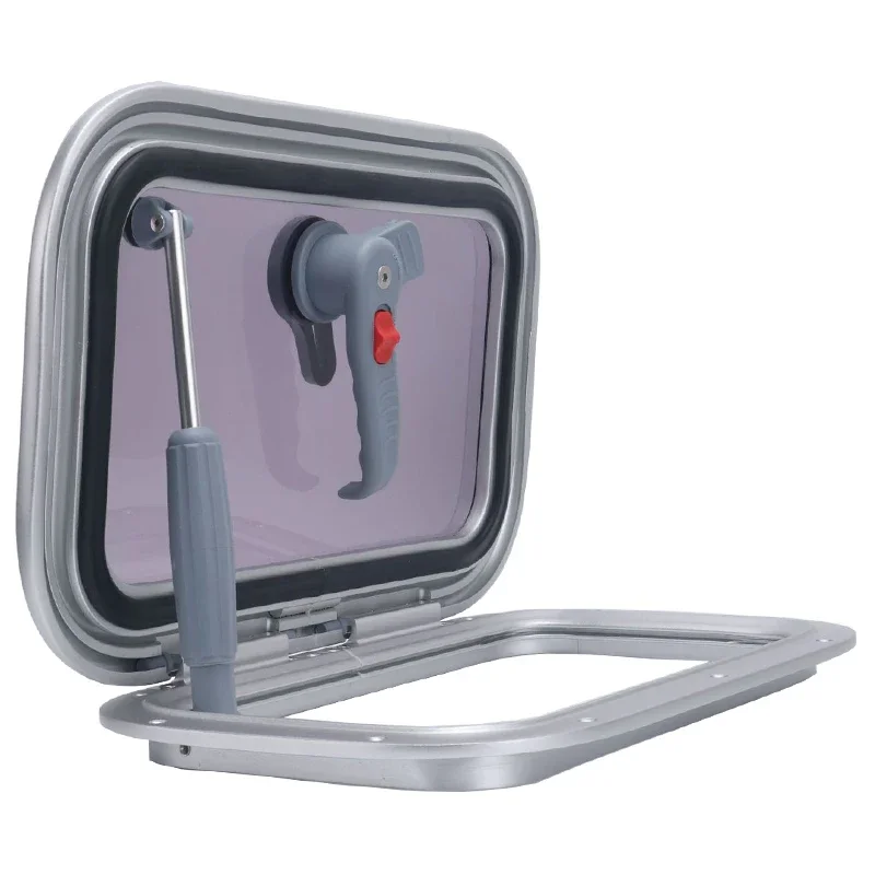 Boat Porthole Window, Aluminum Opening Marine Portlight, Rectangle Deck Hatch, with Support Arm, for Yacht Ship RV Camper Van