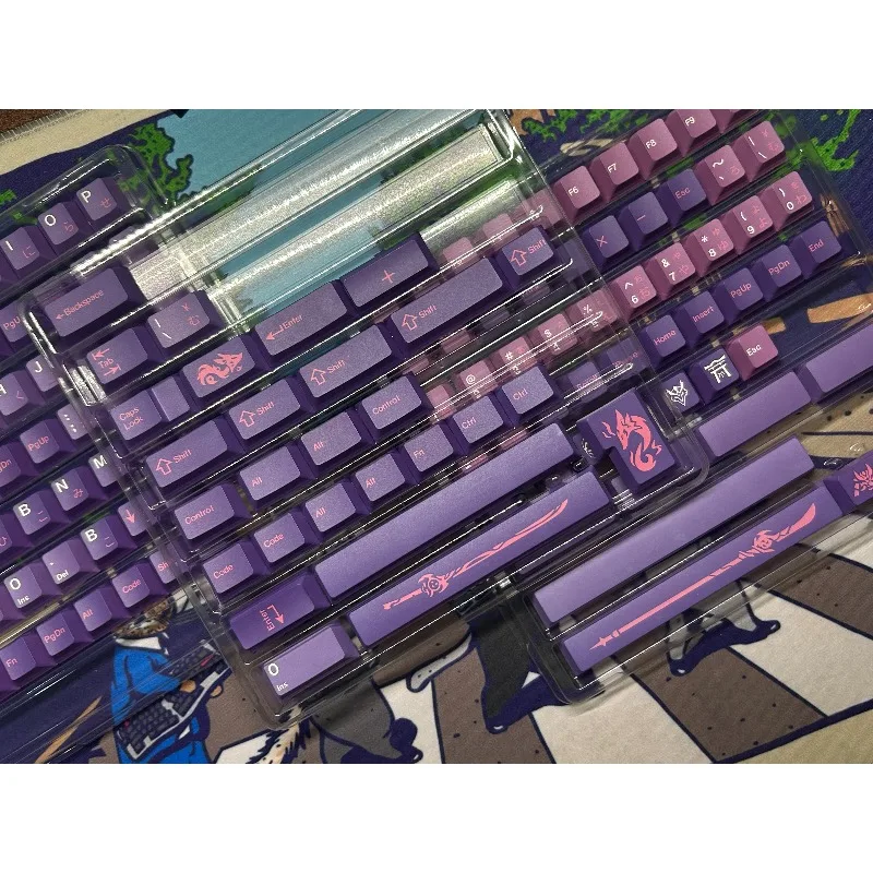 مجموعة أغطية مفاتيح DMK Inazuma Theme PBT Cherry Profile أغطية مفاتيح أصلية مصنوعة يدويًا لملحقات لوحة المفاتيح الميكانيكية هدية ذاتية الصنع