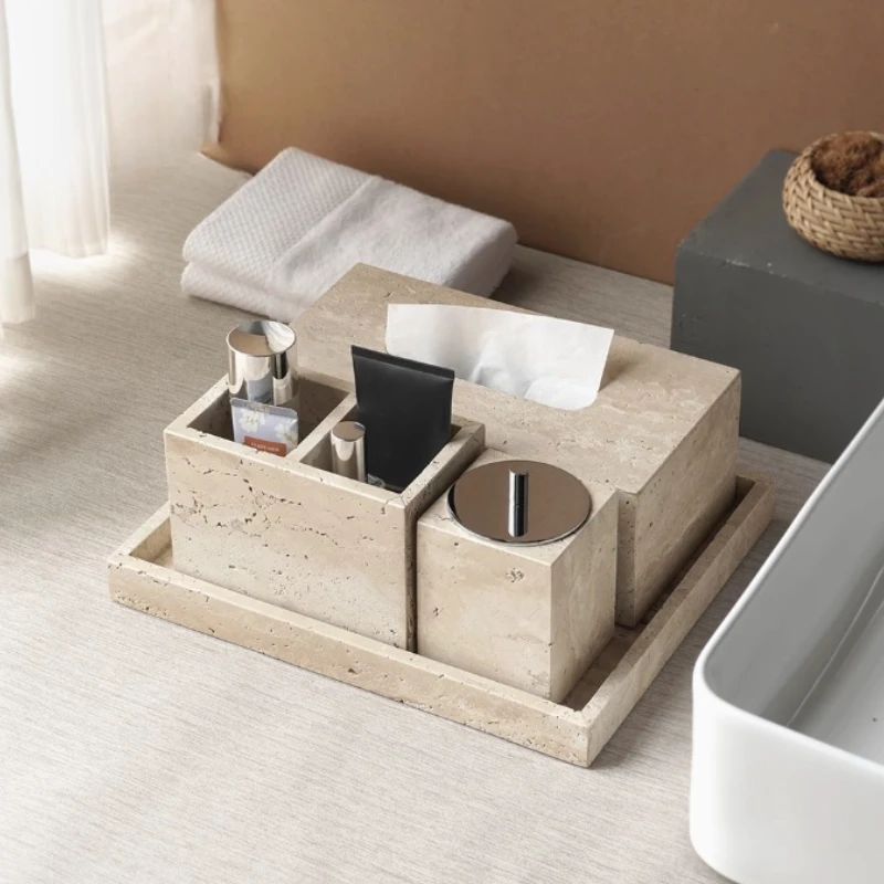 1pc Stone Powder Bathroom Supplies Soap Dispenser Toothbrush Holder Storage Tray Tissue Box Bathroom Accessories Soap Dish