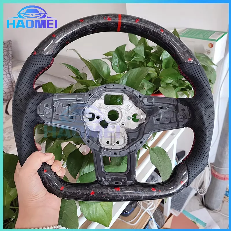 Forged Carbon Fiber Steering Wheel For Volkswagen MK7 MK7.5 GTI R GTD GTE Golf 7, Optional Paddle Shifters Version