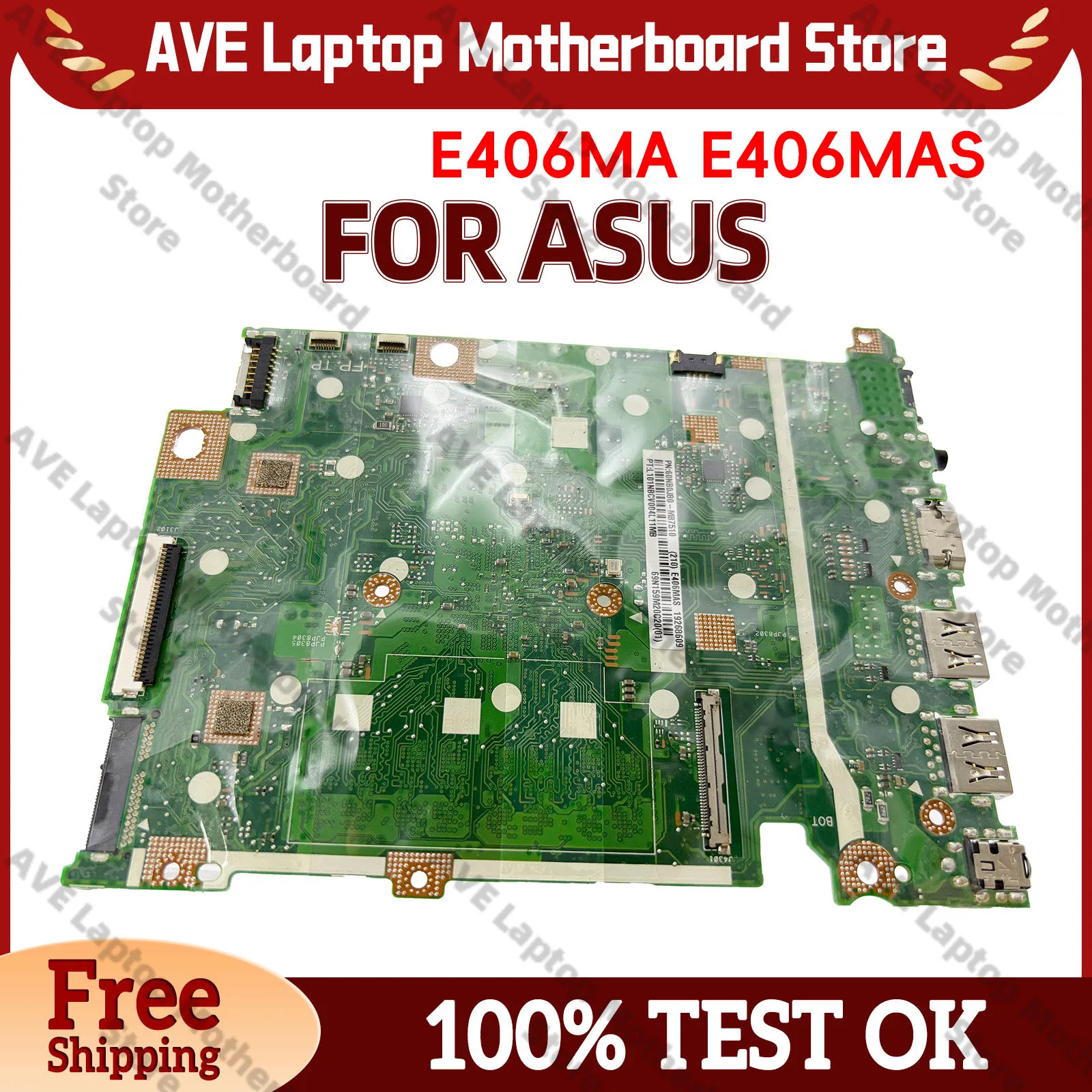 

E406MA E406M Laptop Motherboard For ASUS EeeBook E406MA L406MA E406MAS Notebook Mainboard W/ Celeron CPU 100% tests OK fast ship