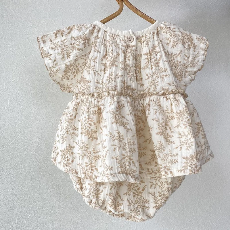 Baby Girl Bodysuit Floral Baby Clothes Summer New Female Baby Small Flying Sleeve Romper Dress Newborn One-piece Jumpsuit