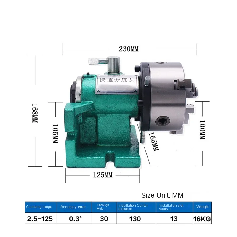 5 inch Simple Quick Milling Machine Dividing Head Universal Drilling Vertical And Horizontal Indexer Chuck Bench Drill KF-125