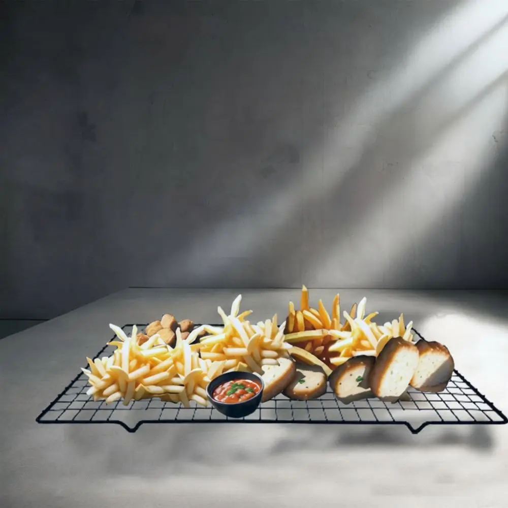 Kitchen Cooling Rack Nonstick Carbon Steel Wire Grid Tray For Oven Baking Cookies Bread Pastry Roast Outdoor Camping BBQ Grill
