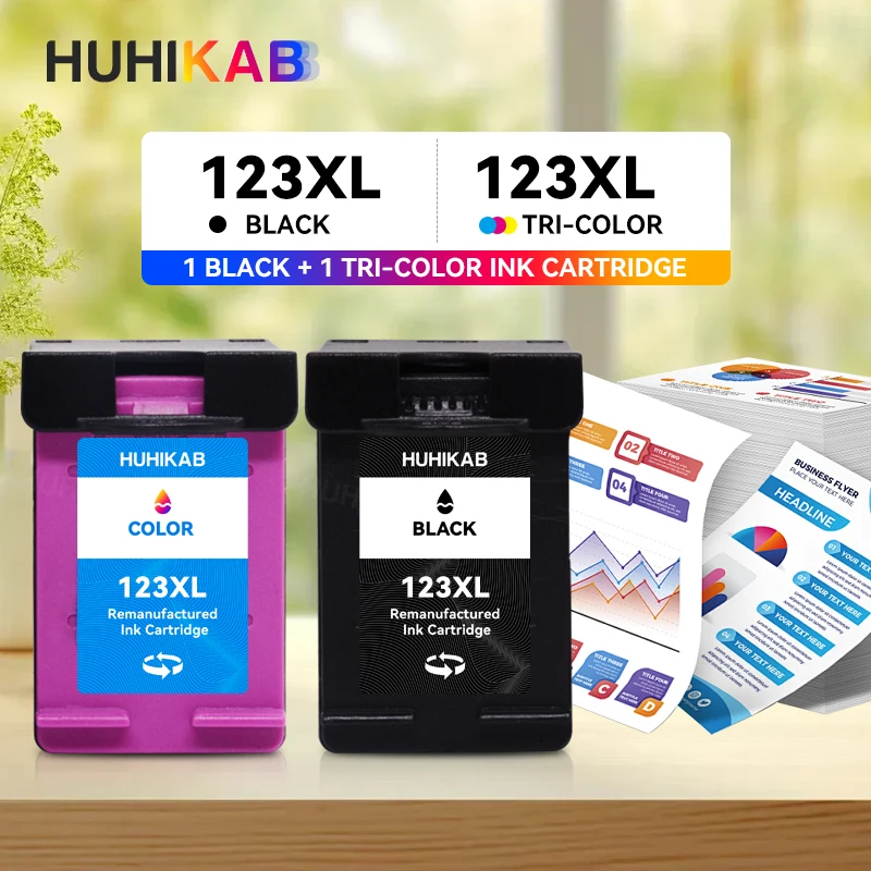 HUHIKAB 123XL Remanufactured Ink Cartridge For HP 123 XL ENVY 4513 4520 4521 4522 Officejet 3830 4560 All-in-One Printer