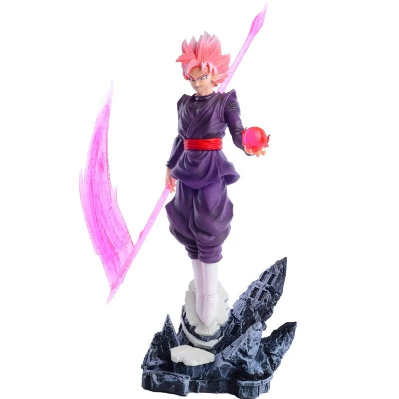 

Dragon Ball Super Super Saiyan Pink Goku Action Figure Black Version with Scythe Collectible Model Display Piece Form Zamasu Toy