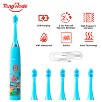Children Sonic Electric Toothbrush Colorful Cartoon For Kids USB Rechargeable Soft Automatic Waterproof With Replacement Head