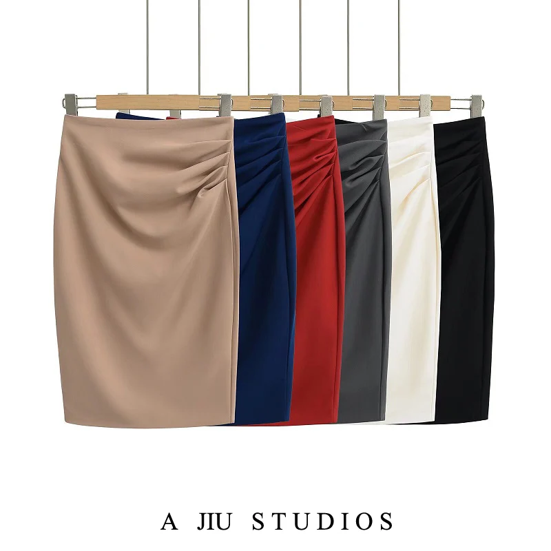 Jupe coréenne plissée Double couche Ba fendue f, taille haute, Design amincissant pour femmes, jupe portefeuille pour les déplacements