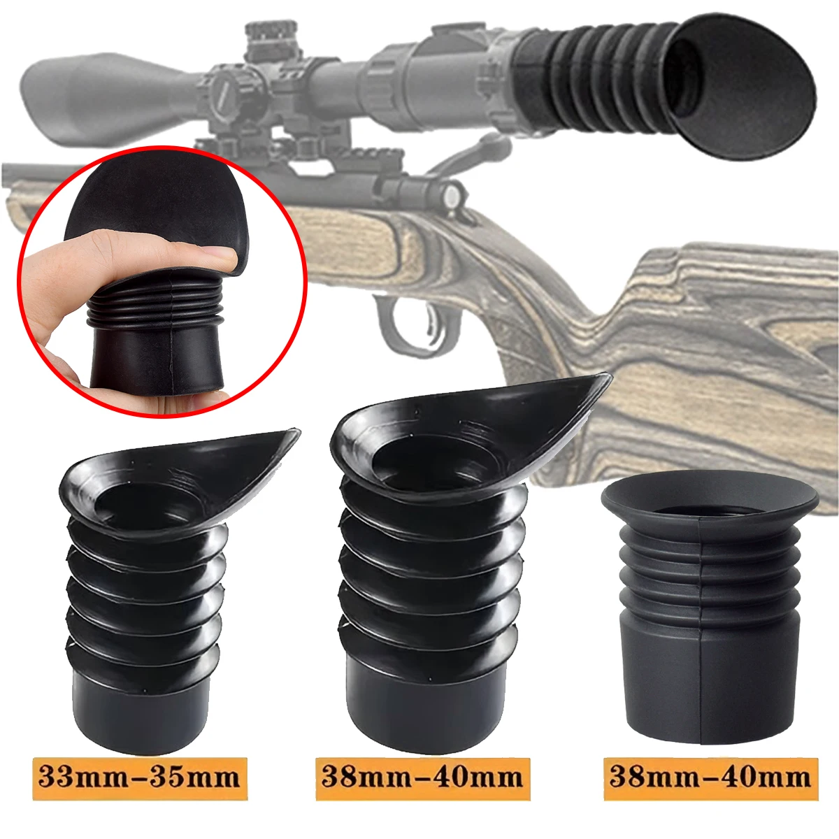 

32-35/38-40mm Hunting Flexible Rifle Scope Ocular Rubber Recoil Cover Eye Cup Eyepiece Protector Eyeshade Anti Impact