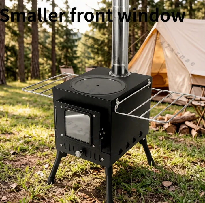Stove Firewood Burner Stainless，Outdoor Camping Wood-burning，Steel Foldable Tent Heater with Tent Fire Window Patio Fireplace