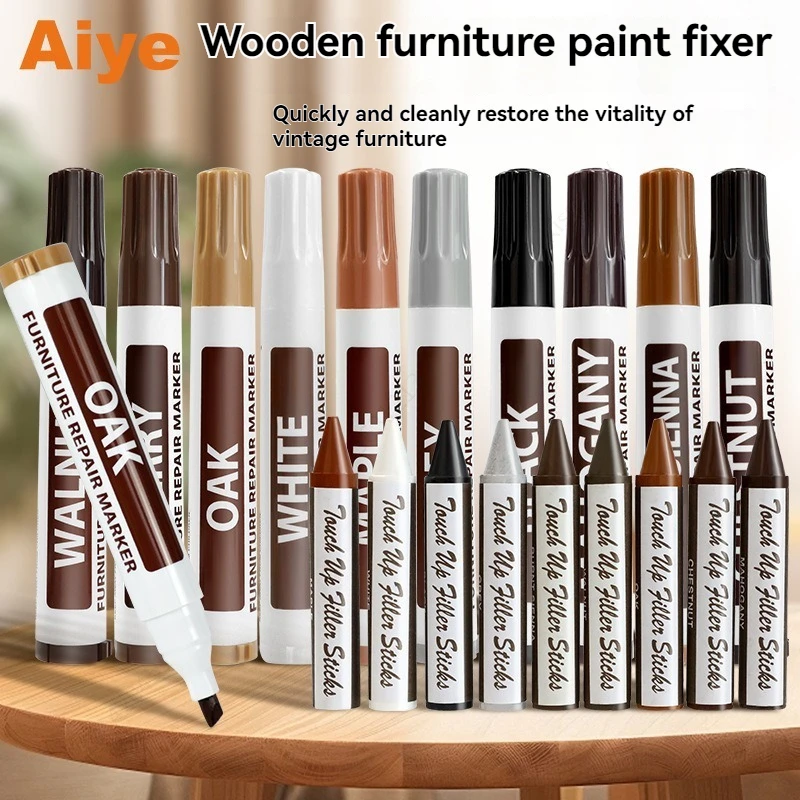 

6-21pcs Furniture Markers Crayon Sharpener Set, Wood Scratch Repair Kit Waterproof Pen for Floors Tables Desks, Stains Oak Maple