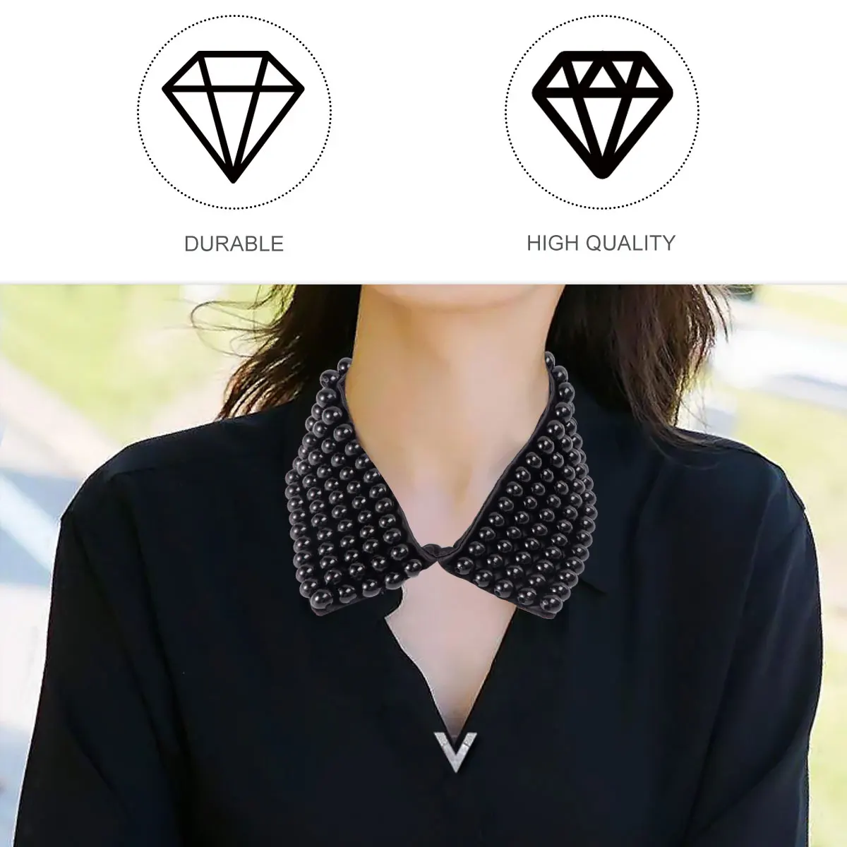 

Women'S Fashion Fake Collar Lace Pearl Neckline Stretchy Elegant Clothing Accessory For Party Wedding Dress T Shirts Sweaters