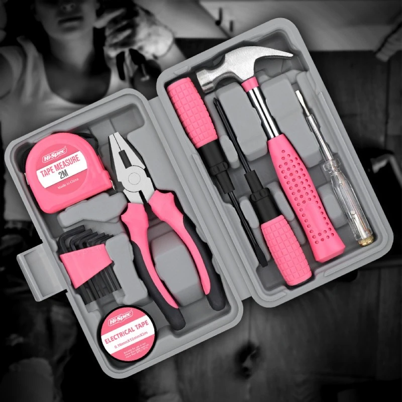 13 PCS Household Tool Set Suit, With Plastic Toolbox Storage Box, Used For Car Repair And Daily Home Maintenance