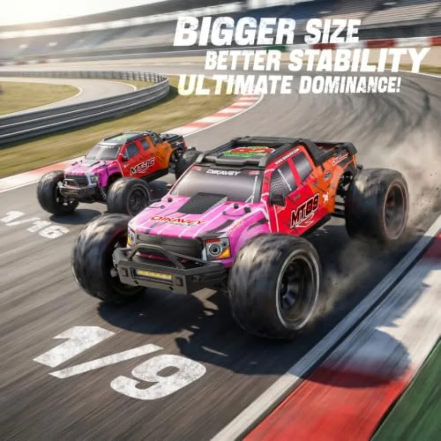 MT09 4WD Brushless RC Monster Truck for off-road use, aluminum alloy chassis, black color, 38MPH high speed and 130A ESC for ad