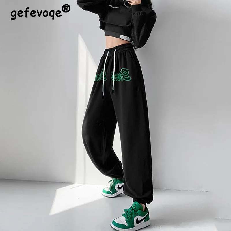 

Spring Summer Gothic Elastic Waist Loose Casual Hip Hop Y2K Pants Women Personality Streetwear Girl Lantern Trousers Sport Pants